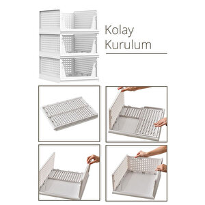 Mithra Life 3 Lü Kayar Raf Organizer – Beyaz Dolap İçi Kıyafet, Aksesuar Düzenleyici Mit1261