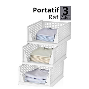 Mithra Life 3 Lü Kayar Raf Organizer – Beyaz Dolap İçi Kıyafet, Aksesuar Düzenleyici Mit1261