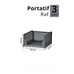 3 Lü Kayar Raf Organizer – Gri Dolap İçi Kıyafet, Aksesuar Düzenleyici Mit1263