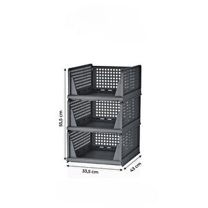 Mithra Life 3 Lü Kayar Raf Organizer – Gri Dolap İçi Kıyafet, Aksesuar Düzenleyici Mit1263