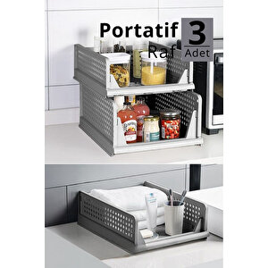 Mithra Life 3 Lü Kayar Raf Organizer – Gri Dolap İçi Kıyafet, Aksesuar Düzenleyici Mit1263