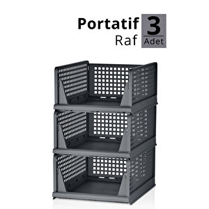 Mithra Life 3 Lü Kayar Raf Organizer – Gri Dolap İçi Kıyafet, Aksesuar Düzenleyici Mit1263