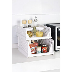 Mithra Life 6 Lı Kayar Raf Organizer – Beyaz Dolap İçi Kıyafet, Aksesuar Düzenleyici Mit1262