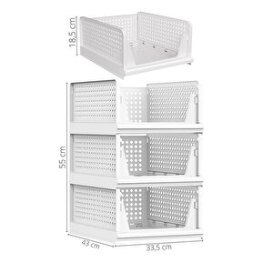 Mithra Life 6 Lı Kayar Raf Organizer – Beyaz Dolap İçi Kıyafet, Aksesuar Düzenleyici Mit1262