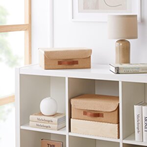 2'li Jüt Kapaklı Kutu Set 30 X 23 X 11 Cm