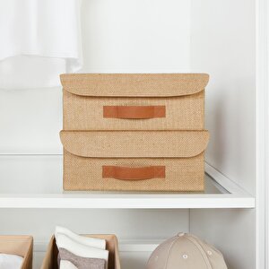 Ocean Home Textile 2'li Jüt Kapaklı Kutu Set 30 X 23 X 11 Cm