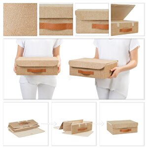Ocean Home Textile 2'li Jüt Kapaklı Kutu Set 30 X 23 X 11 Cm