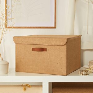 Ocean Home Textile Jüt Kapaklı Kutu 48 X 40 X 30 Cm