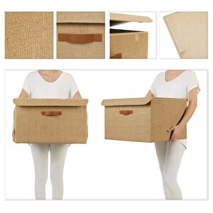 Ocean Home Textile Jüt Kapaklı Kutu 48 X 40 X 30 Cm