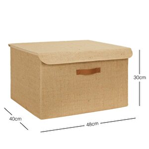 Ocean Home Textile Jüt Kapaklı Kutu 48 X 40 X 30 Cm