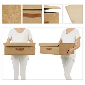 Ocean Home Textile Jüt Kapaklı Kutu 48 X 40 X 19 Cm