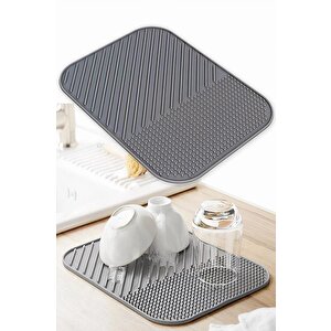 Bulaşık Kurutma Matı Bulaşıklık Su Toplamaz Özellikli Silikon Bulaşık Matı