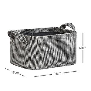 Antrasit Renk Dokulu Kumaş Sepet 24 X 17 X 12 Cm