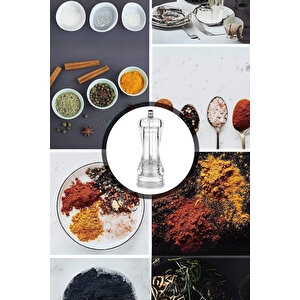 Mithra Life 2 Li Büyük Boy 20 Cm Akrilik Şeffaf Tuz Karabiber Şef Değirmeni Öğütücü Mit1257