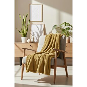 Pufina | Tavşan Tüyü Dokulu Peluş Tv Battaniyesi & Koltuk Şalı | 140x190 Safran