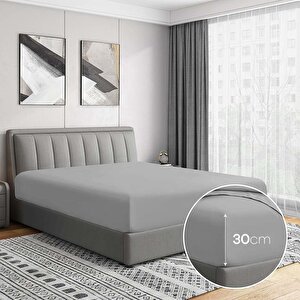 | Jersey | %100 Pamuk Çift Kişilik 140 X 200 Lastikli Çarşaf 4253 Gri