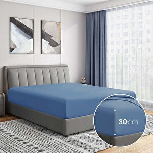 | Jersey | %100 Pamuk Çift Kişilik 140 X 200 Lastikli Çarşaf İndigo