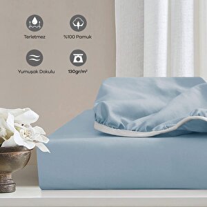 | Jersey | %100 Pamuk Çift Kişilik 140 X 200 Lastikli Çarşaf 0323 Açık Mavi