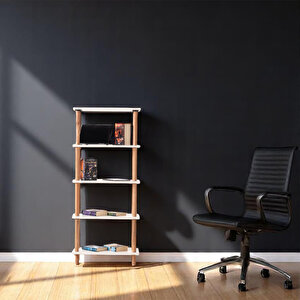 Pia 5 Raflı Kitaplık Çok Amaçlı Dolap Beyaz