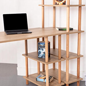 Pia Çalışma Masası Kitaplıklı Ceviz Ceviz