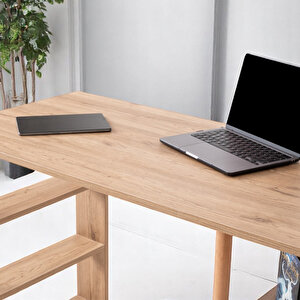 Pia Çalışma Masası Kitaplıklı Ceviz Ceviz