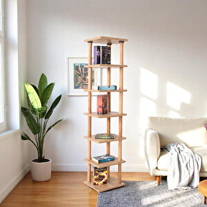 Pia 7 Raflı Küçük Kitaplık Çok Amaçlı Dolap Ceviz