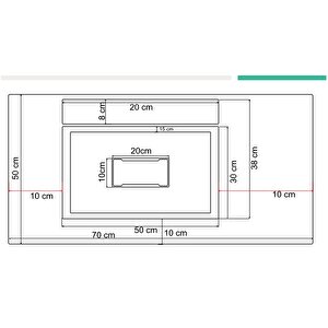 Flatstone 70x50 Beyaz Etajerli Granit Banyo Lavabosu