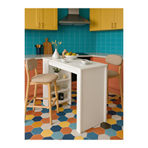 Bornova Bar Masası Mutfak Adası Mutfak Masası Beyaz