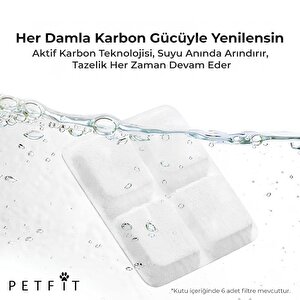 Petfit Aqua Flow 4l Akıllı Otomatik Kedi Köpek Su Pınarı Su Çeşmesi Su Şelalesi İçin Filtre (6 Adet)