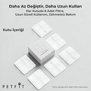 Petfit Aqua Flow 4l Akıllı Otomatik Kedi Köpek Su Pınarı Su Çeşmesi Su Şelalesi İçin Filtre (6 Adet)