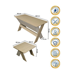 Sora Ofis Takımı Ofis Masa Ve Sehpa Seti Rota - Traverten