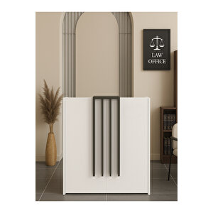 Hola Karşılama Bankosu 90 cm – Beyaz - Antrasit - Ofis Kasa Resepsiyon Masası Veya Banko