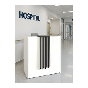 Hola Karşılama Bankosu 90 cm – Beyaz - Antrasit - Ofis Kasa Resepsiyon Masası Veya Banko