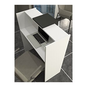 Hola Karşılama Bankosu 90 cm – Beyaz - Antrasit - Ofis Kasa Resepsiyon Masası Veya Banko