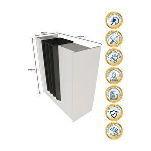 Hola Karşılama Bankosu 90 cm – Beyaz - Antrasit - Ofis Kasa Resepsiyon Masası Veya Banko