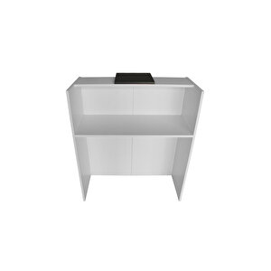 Hola Karşılama Bankosu 90 cm – Beyaz - Antrasit - Ofis Kasa Resepsiyon Masası Veya Banko