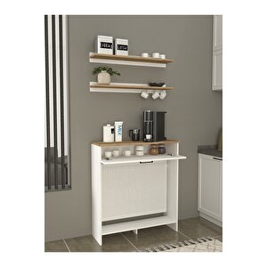 Solana Petek Üstü Kahve Köşesi Dresuar Çok Amaçlı Raf - 90 Cm