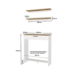 Solana Petek Üstü Kahve Köşesi Dresuar Çok Amaçlı Raf - 90 Cm