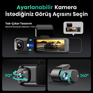 360+ Botslab G980h Pro 4k 3 Kameralı Wifi+gps Akıllı Araç İçi Kamera +170° Geniş Açı+süper Kapasitör+sesli Kontrol+gece Görüşlü (1