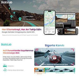 360+ Botslab G980h Pro 4k 3 Kameralı Wifi+gps Akıllı Araç İçi Kamera +170° Geniş Açı+süper Kapasitör+sesli Kontrol+gece Görüşlü (1