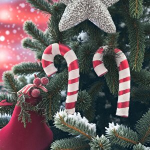 Yılbaşı Baston Şeker 2li 6x14 Cm Ast7192 Kırmızı