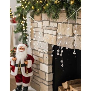 Yılbaşı Lüks Garland Dekoratif Kristal Taşlı 110cm Ast7518 Gri