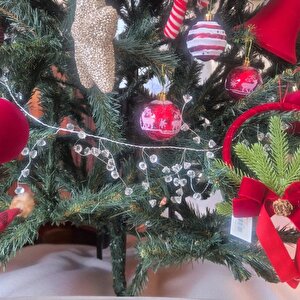 Yılbaşı Lüks Garland Dekoratif Kristal Taşlı 110cm Ast7518 Gri