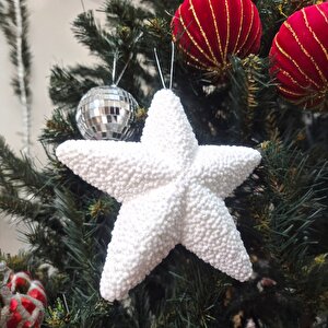Yılbaşı Ağaç Süsü 15cm Yıldız Beyaz Ast7215
