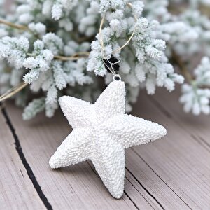 Yılbaşı Ağaç Süsü 15cm Yıldız Beyaz Ast7215