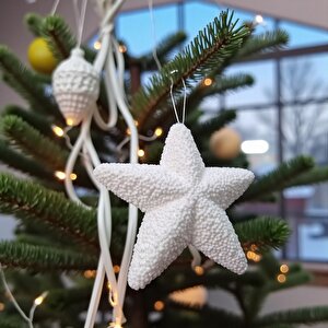 Yılbaşı Ağaç Süsü 15cm Yıldız Beyaz Ast7215