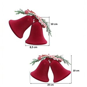 Yılbaşı Kadife Çan Bordo 2li 10x20cm Ast7302
