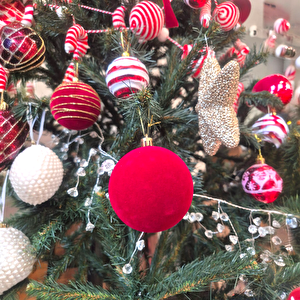 Yılbaşı Topu 8cm  Kadife Düz 4lü Bordo Ast7438