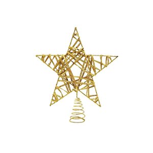 Yılbaşı Ağaç Tepeliği Çam Ağacı Tel Simli Tepe Yıldızı Gold 26cm Ast6890 Altın