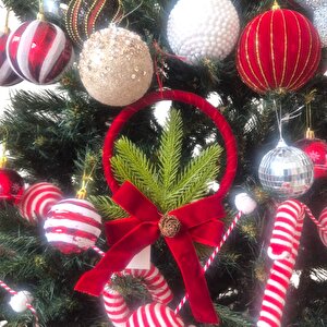 Yılbaşı Süsü Kadife Halka 15x26cm Ast7307 Bordo